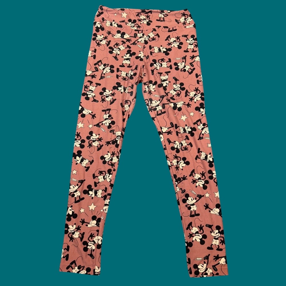 LuLaRoe Disney Mickey Mouse Leggings OS Pink Star Print